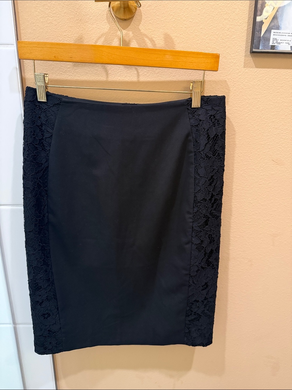 H&M Black Pencil Skirt with Floral/Lace-Like Side Pattern